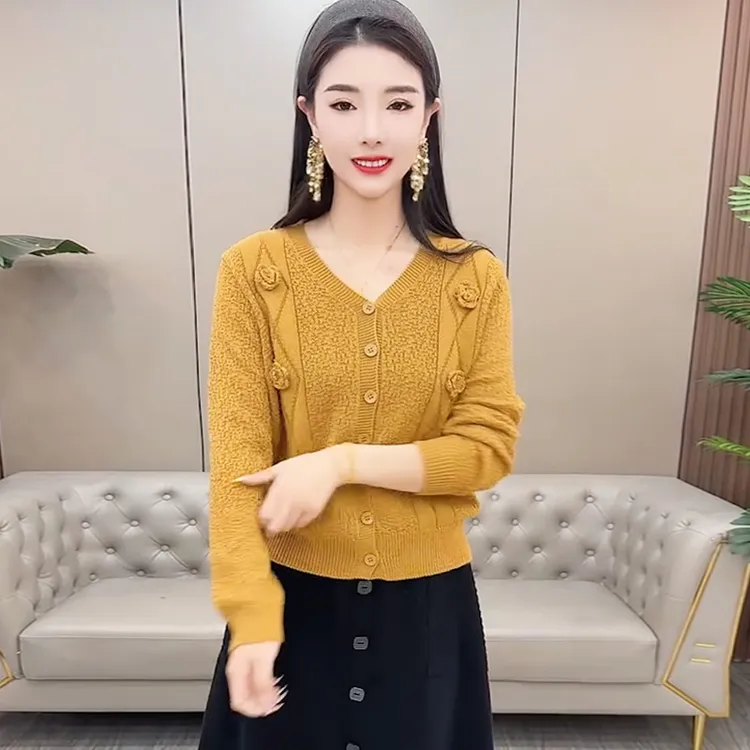 秋冬季新款长袖毛针织衫显瘦气质针织洋气毛衣遮肉宽松时尚上衣女