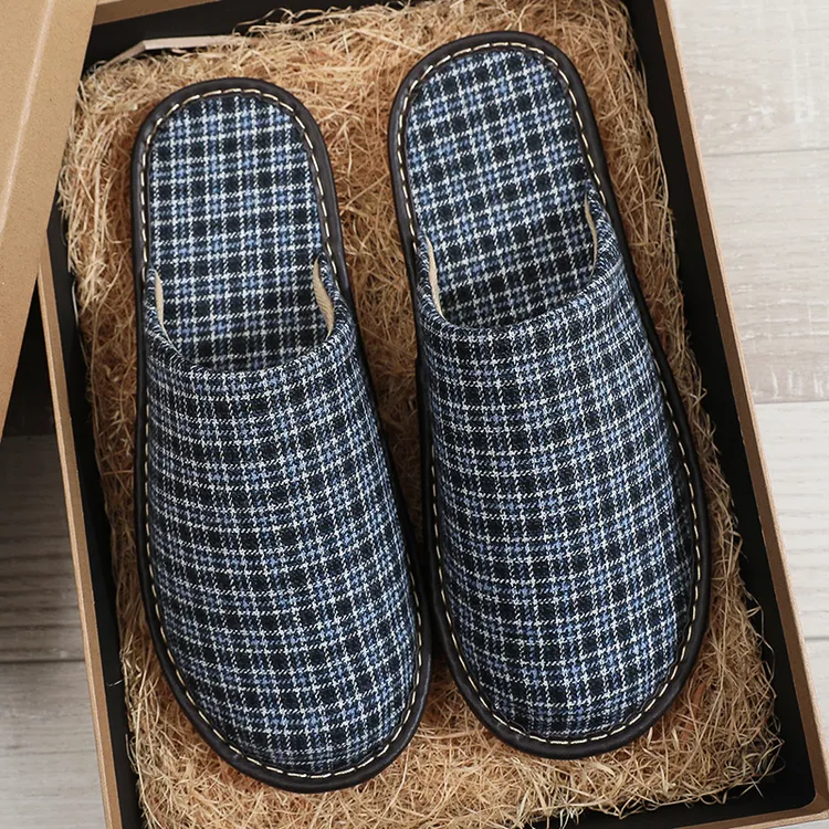 春秋家居四季布艺拖鞋男老人居家用室内防滑地板软底包头棉拖女夏