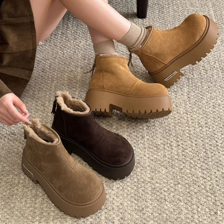 【芙俪兰】冬季新款大棉厚底雪地靴增高显瘦保暖短靴棉鞋FLL1030