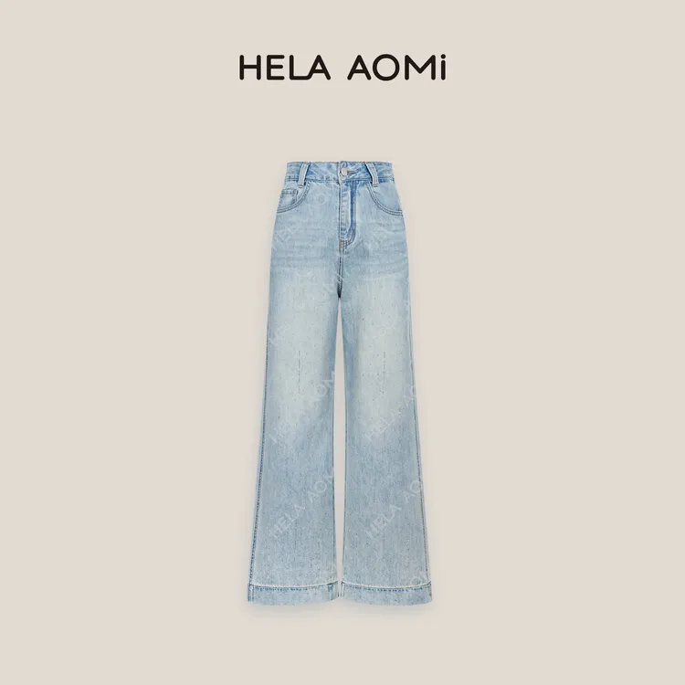 HELAAOMI “流星雨”显瘦高腰直筒复古百搭松弛感牛仔裤CY5BM62549