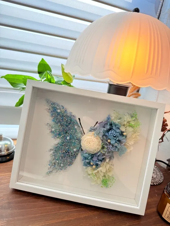 蝴蝶永生花相框diy蝴蝶礼盒情人节小众蝴蝶绘画毕业蝴蝶干花相框