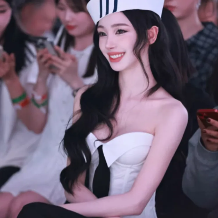 pinkmoon||美式辣妹风鱼骨绑带翻领抹胸背心性感显瘦露背无袖上衣