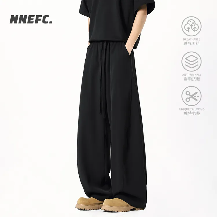 NNEFC美式弯刀裤男女cleanfit垂感阔腿黑色宽松百搭直筒休闲西裤商品图