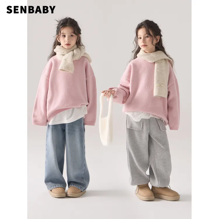 【现货】童装女童套头针织衫2025秋冬毛线衣保暖甜美粉色毛衣