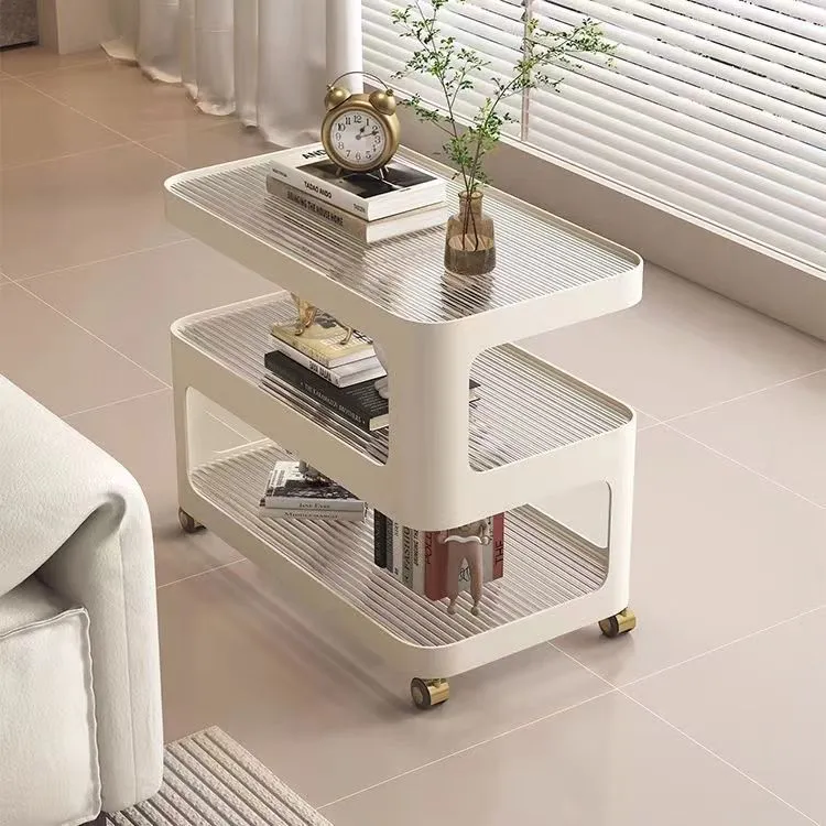 奶油移动2024角几沙发现代简约边几客厅床头收纳轻奢小推车置物架