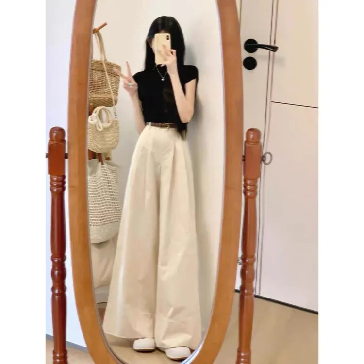 小个子夏天穿搭一整套今年流行时尚休闲阔腿裤子两件套装夏季女装