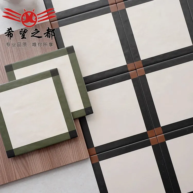 中古花砖厨房卫生间阳台地砖焦糖色瓷砖餐饮咖啡烘培店商业防滑砖