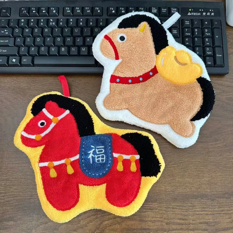 新年新款马上有钱系列擦手巾卫生间柔软吸水厨房挂式清洁抹布挂饰