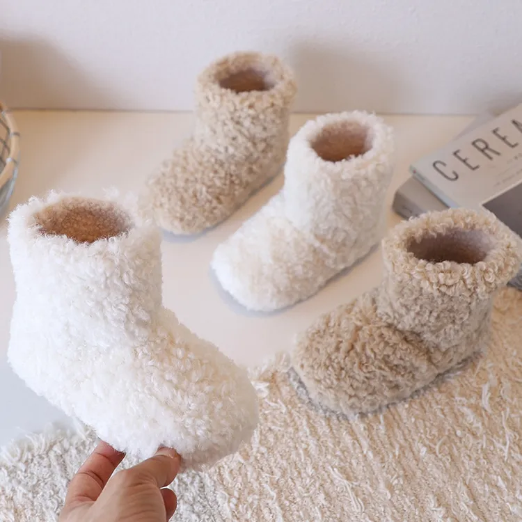 女童雪地靴冬季儿童棉鞋加绒保暖女孩毛毛靴软底宝宝靴子短靴棉靴