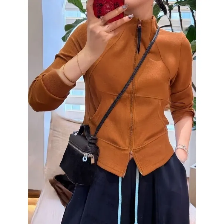 学院风立体裁剪拉链立领无帽女秋卫衣外套百搭修身健身休闲