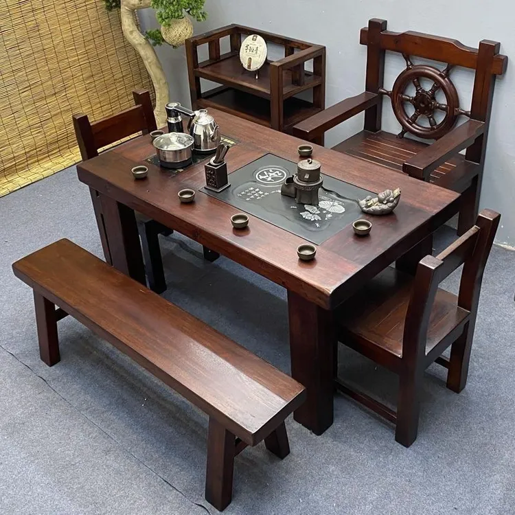 船木茶桌组合新款茶台实木茶几功夫泡茶台家用茶桌一体一