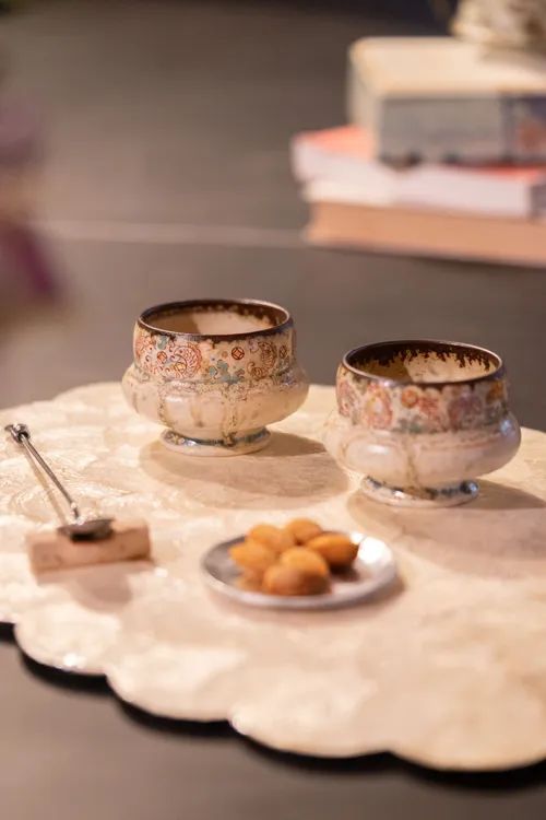 诗瓷集 纯手工手绘釉上彩 潮汐花卉小鱼 mini泳圈咖啡杯