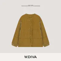 W.Diva【丝绒序曲】柔光真丝乔绒90白鹅绒短款圆领羽绒服54C022568