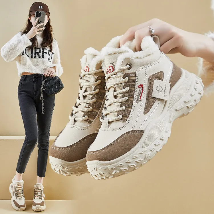 2024冬季高帮加绒老爹鞋新款韩版ins女学生增高运动保暖休闲Q3303