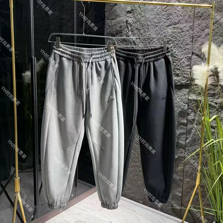 冬季新款时尚潮牌美式复古立体剪裁加厚束脚裤宽松休闲百搭长裤