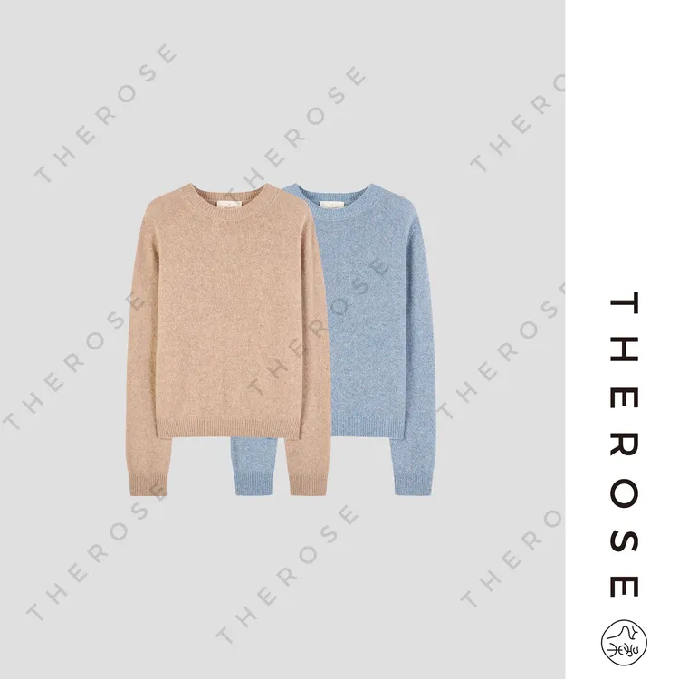 之柔【温莎午茶】进口Montecore简约花纱云朵感羊绒针织衫圆领上衣