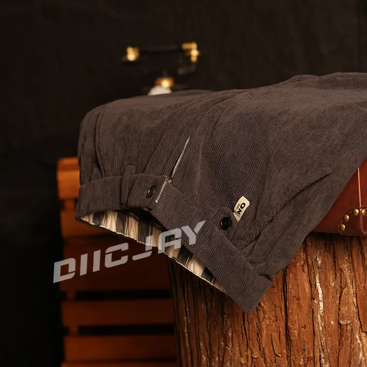 【轻奢】秋冬加绒男士时尚灯芯绒休闲裤免烫长裤潮流百搭小直筒长裤