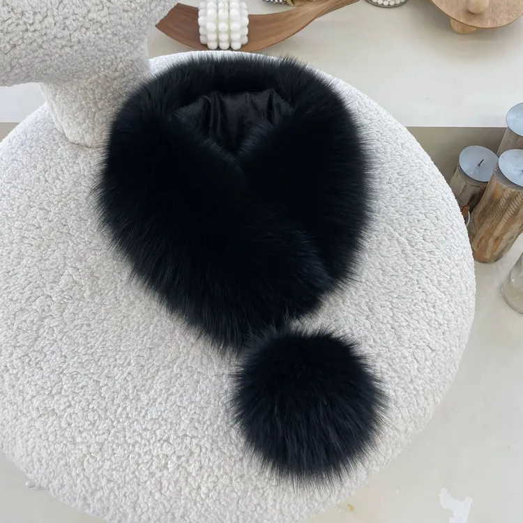 真毛狐狸毛围巾围脖内里獭兔毛冬季加厚双面皮草百搭时尚磁吸固定