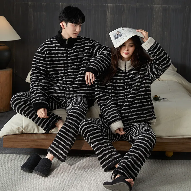 秋冬情侣睡衣毛绒套装可外穿男士女士秋冬季珊瑚绒家居服休闲套装