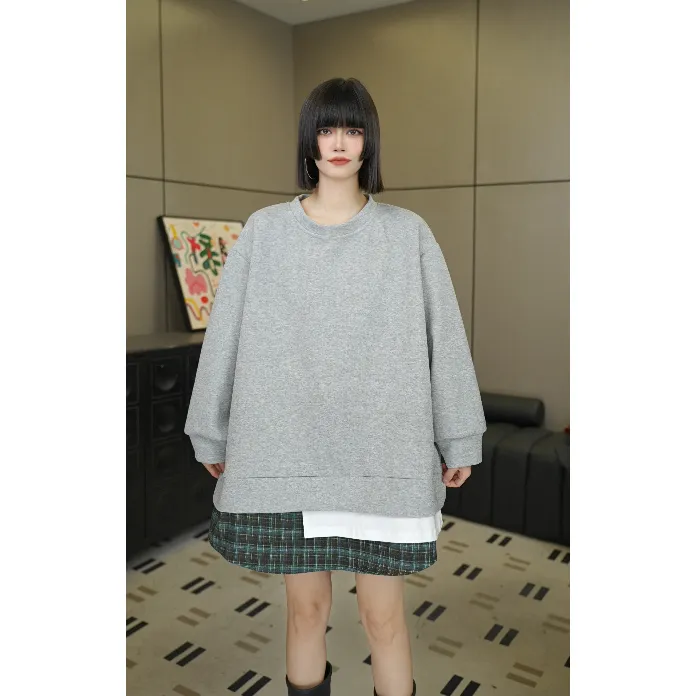 34007-200斤可穿假两件显瘦大码卫衣(衣长76 -82/胸围140/150）