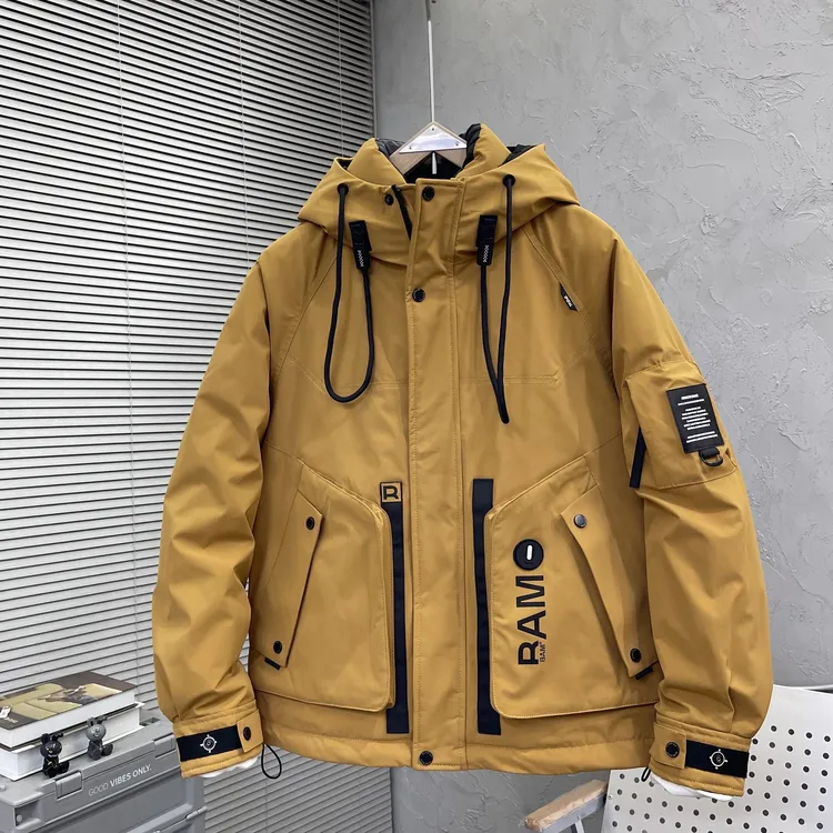 『机能战甲』冬季连帽防寒服男时尚防风抗寒冲锋衣拼接加厚保暖外套