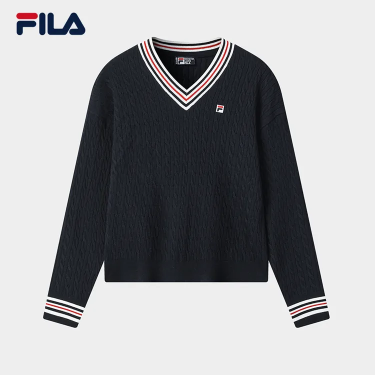 Fila/斐乐早秋新款【绵羊毛】女百搭上衣户外运动编织衫F11W548419F