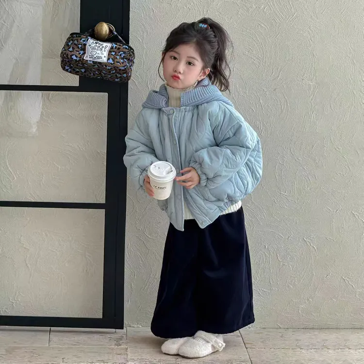 女童冬装外套2025新款洋气女孩宝宝冬季夹棉棉服儿童秋冬款面包服