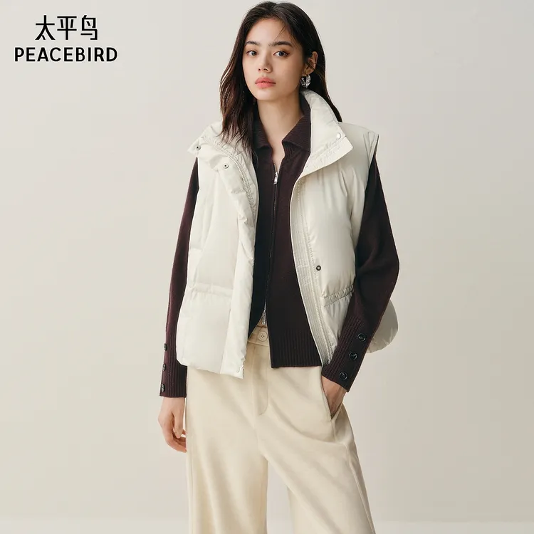 【泡芙马甲】太平鸟羽绒服马甲马夹外套短款箱型90白鸭绒AAACF411L