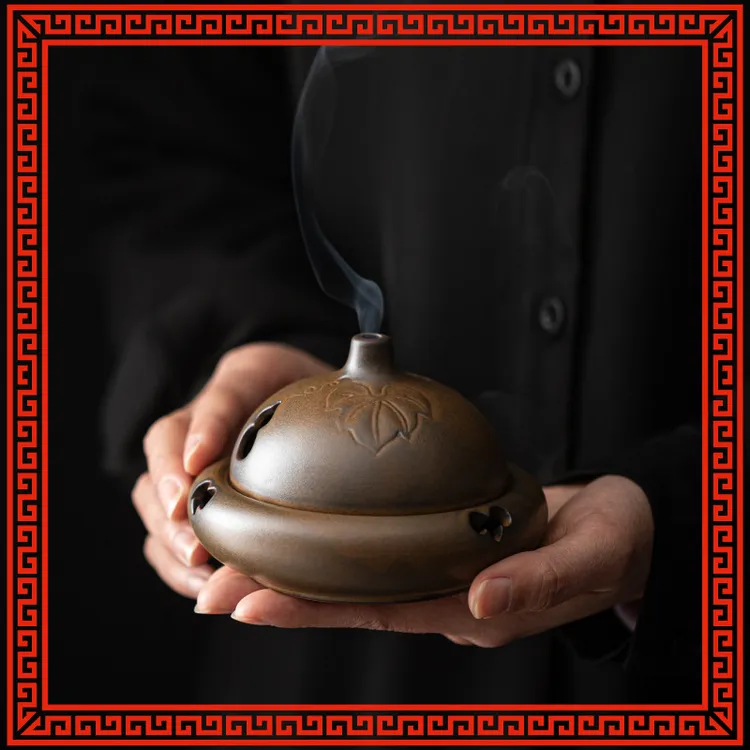 福禄盘香炉香薰炉家用室内檀香沉香陶瓷熏香摆件茶道防火棉供奉