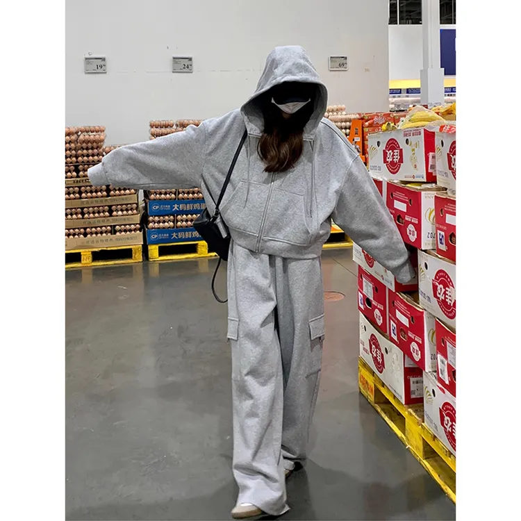 【王爆爆专属】巨好看的休闲运动套装女2025秋冬新款慵懒风卫衣外套阔腿裤两件套
