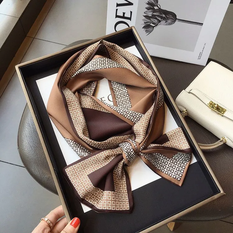 春秋长款气质细窄丝巾小长条方巾女韩国装饰领巾时尚围巾百搭西装