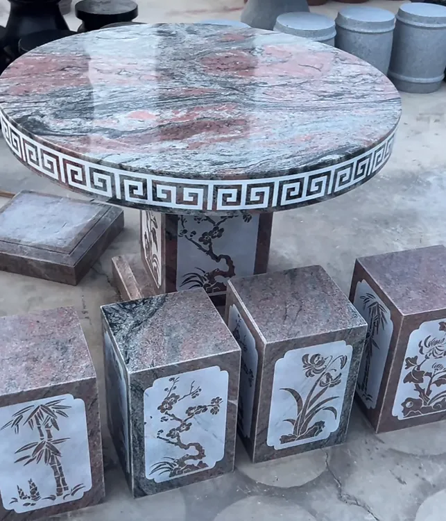 提交订单到县城或市区物流点自提幻彩红石桌石凳工厂定做批发价格