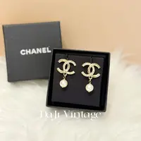 大吉中古/Chanel香奈儿半钻双c珍珠吊坠耳钉