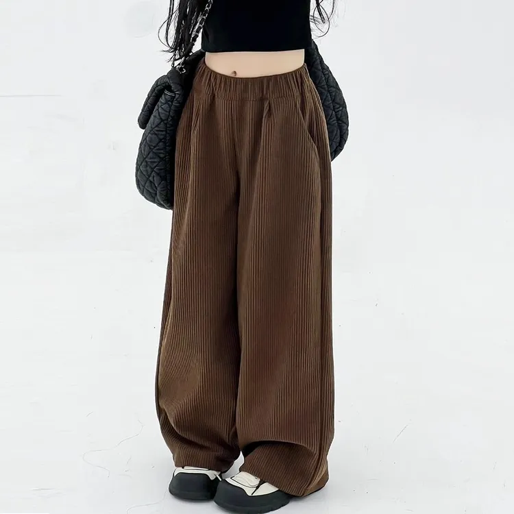 女童裤子春秋款2025新款儿童秋装直筒长裤秋季洋气大童休闲阔腿裤