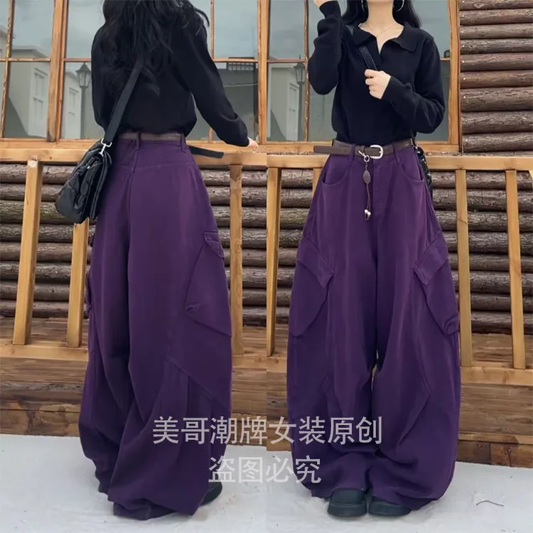 15666加厚磨毛牛仔工装裤2025年秋冬新款宽松高街个性美式休闲裤