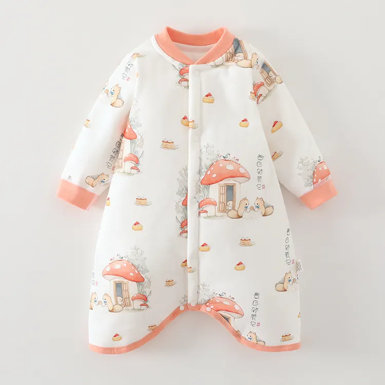 A类秋冬婴儿连体睡袋夹棉加厚宝宝防踢睡衣40g新生儿包被薄棉袄