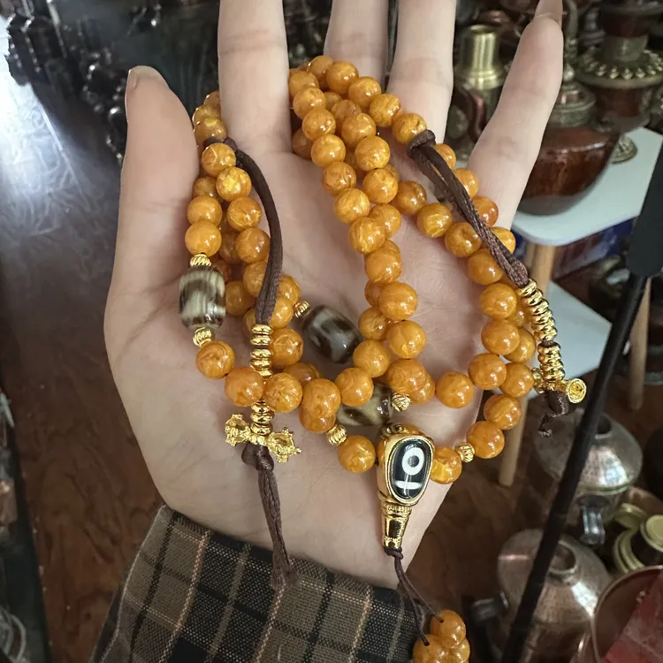 非金属仿珍珠项链 藏式计数器108颗精致款