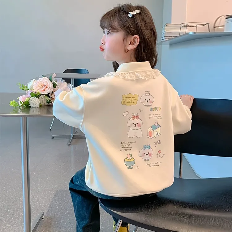 女童加绒卫衣2025春秋款洋气儿童时髦秋装Polo衫女孩秋季百搭上衣