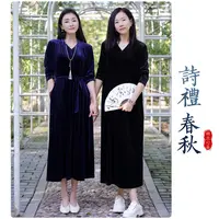 【诗礼春秋】甄选设计师款典雅丝绒连衣裙丝绒裙J