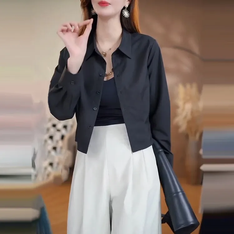 韩版简约通勤气质衬衫夏季新款洋气衣服女长袖防晒衬衣外套上衣潮