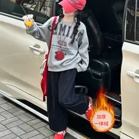 【毛妈潮牌】女童冬装加绒休闲卫衣两件套2025新款时髦洋气加厚套装