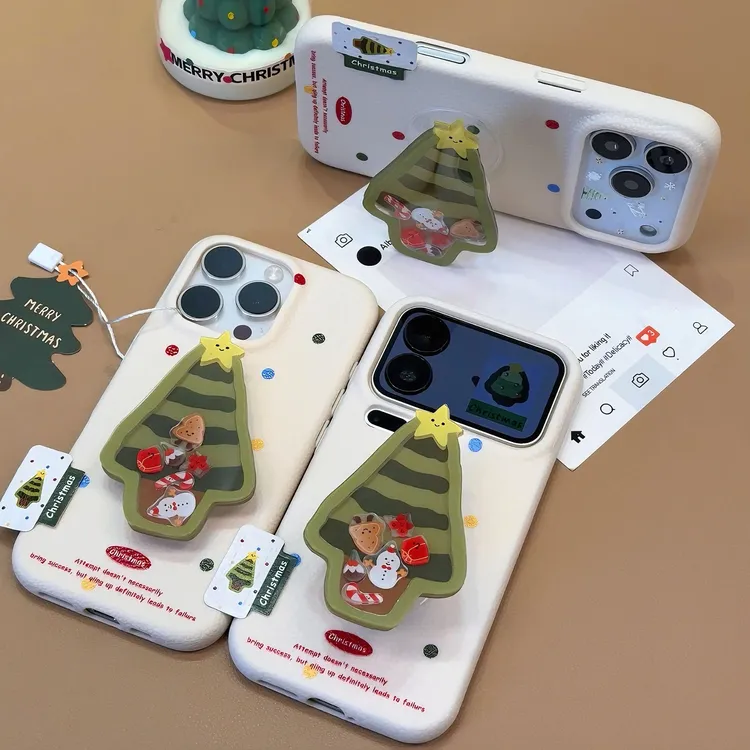 雅天立波点圣诞树摇摇乐适用iPhone17苹果手机壳华为vivoppo小米