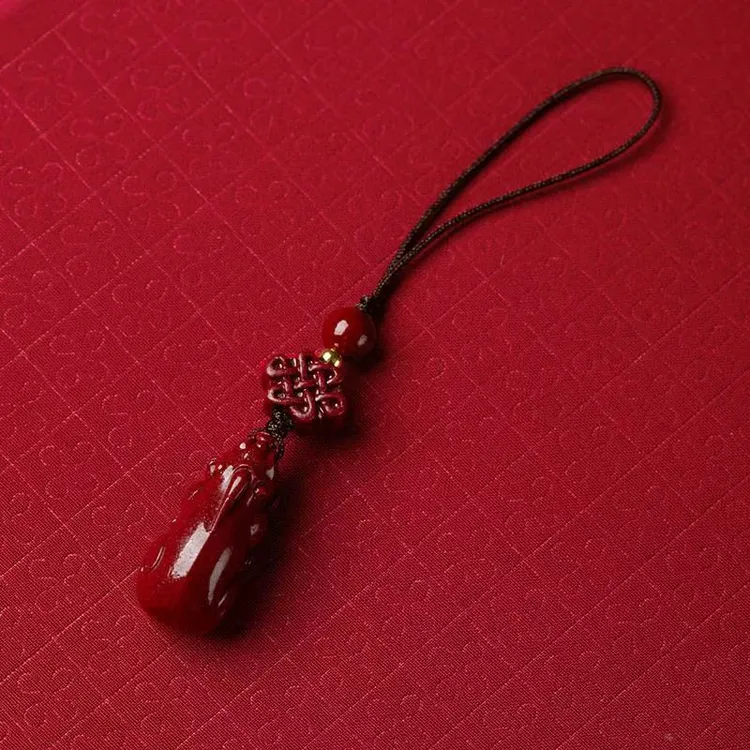 含辰砂工艺品正宗朱砂紫金砂小貔貅手机挂件本命年招财纳福手机链
