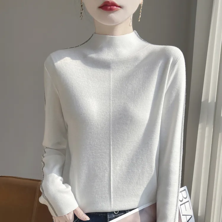 胖mm春季大码半高领女士毛衣2025新款洋气内搭针织打底羊毛衫