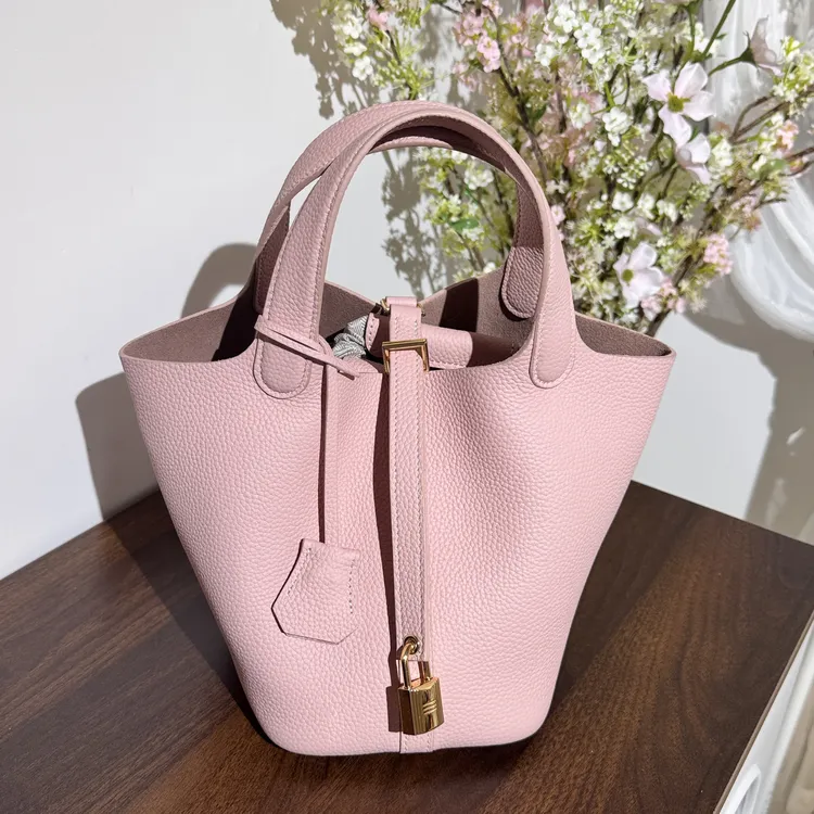 荔枝纹头层牛皮时尚百搭迷你菜篮子包包轻奢手拎包女包单肩斜挎