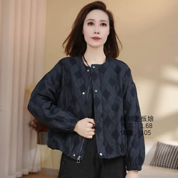 #345【涵宇】2025秋冬新款设计感拼色立领棒球棉衣短款夹棉外套女