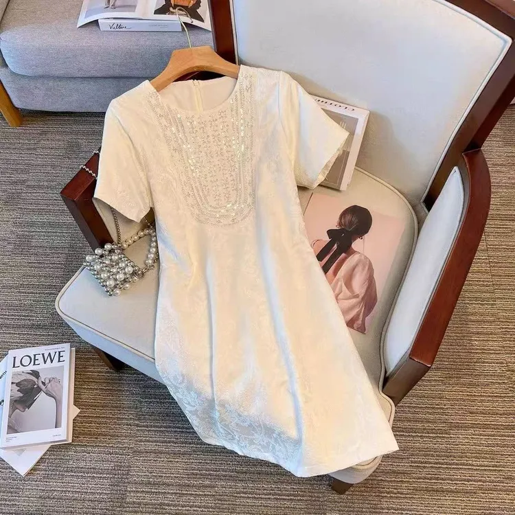 【259】短袖连衣裙女夏季新款法式小香风显瘦高级感优雅气质裙子