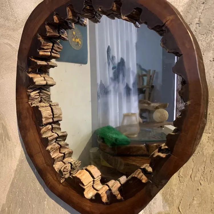 风化老樟木侘寂风梳妆镜复古，现货一物一拍