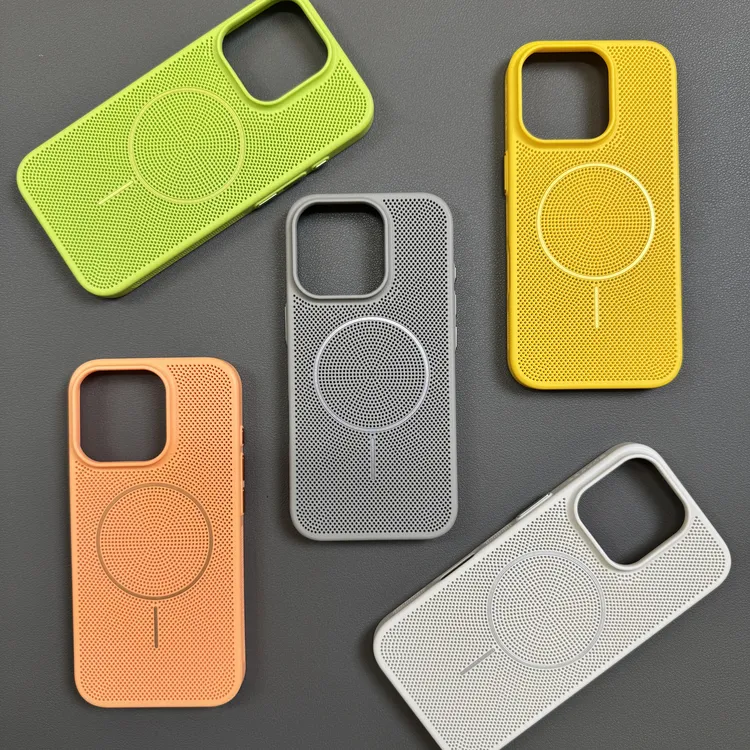 透气散热网孔磁吸手机壳适用于苹果17proMax华为小米系列pc硬壳