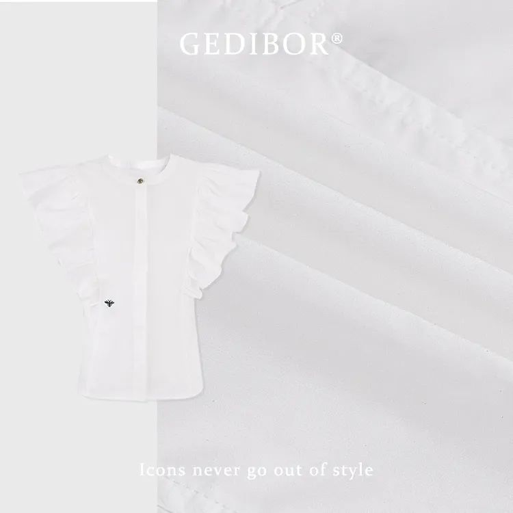 【GEDIBOR】“荷叶衬衫”小蜜蜂刺绣荷叶边设计时尚衬衫